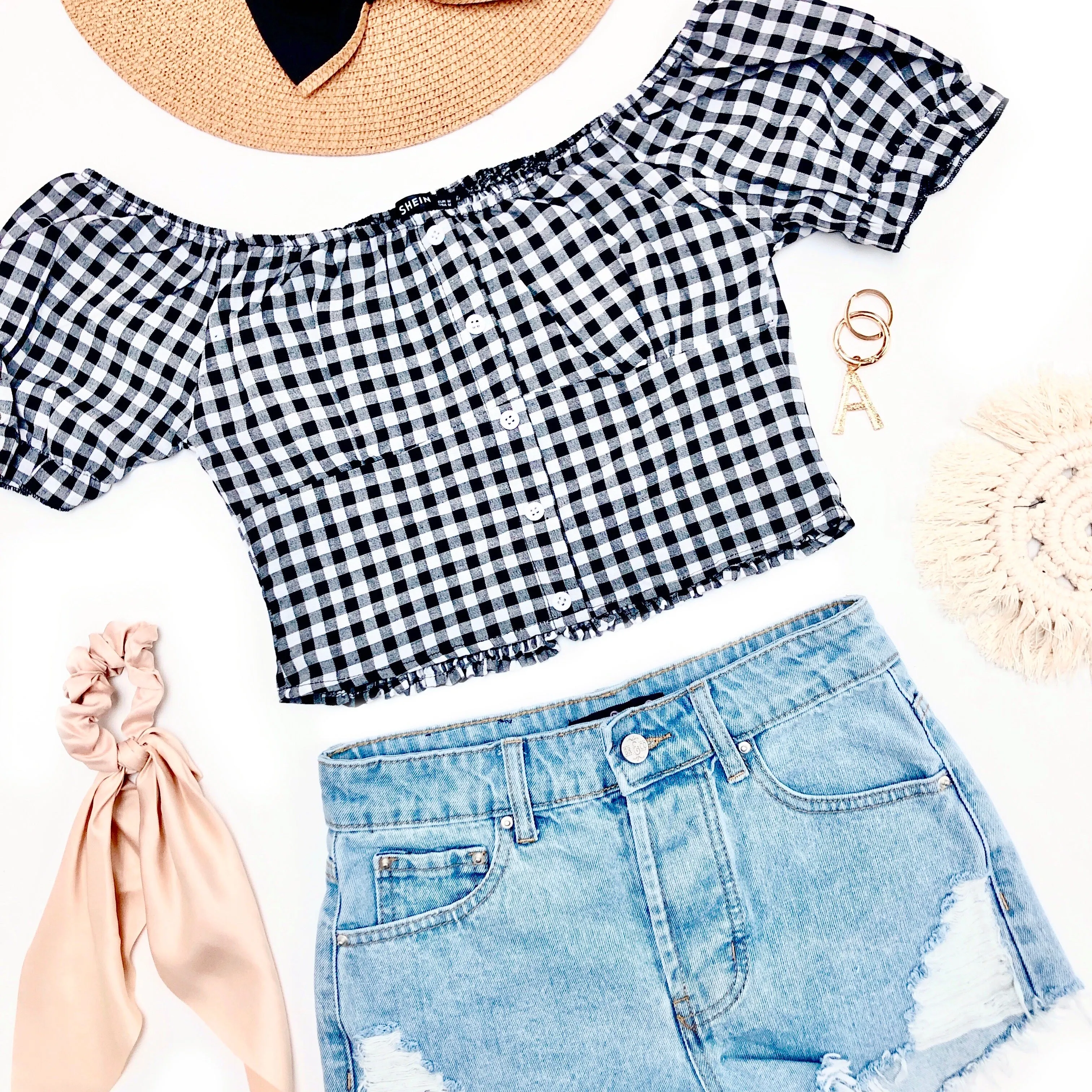 Distressed High Waisted Denim Shorts  - The Annabelle