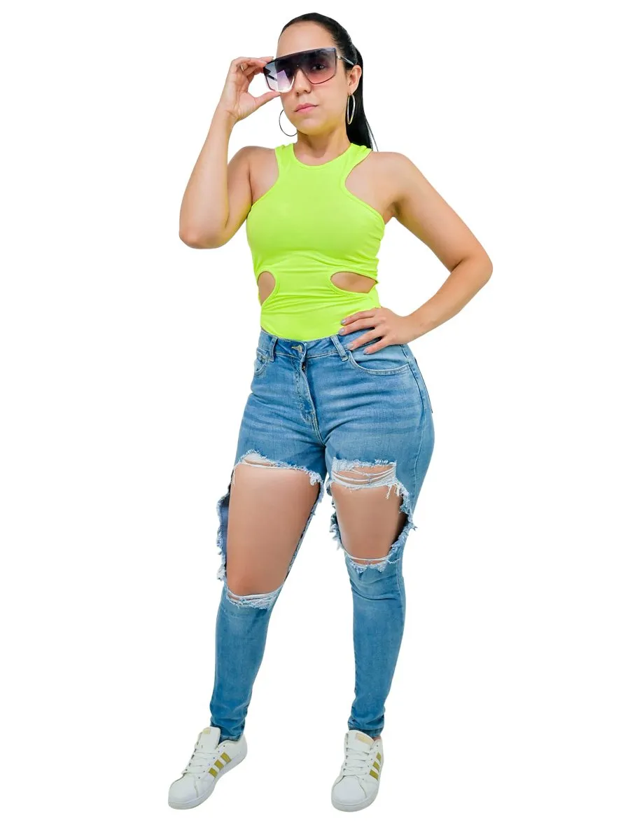 Distressed High Waisted Skinny Jeans