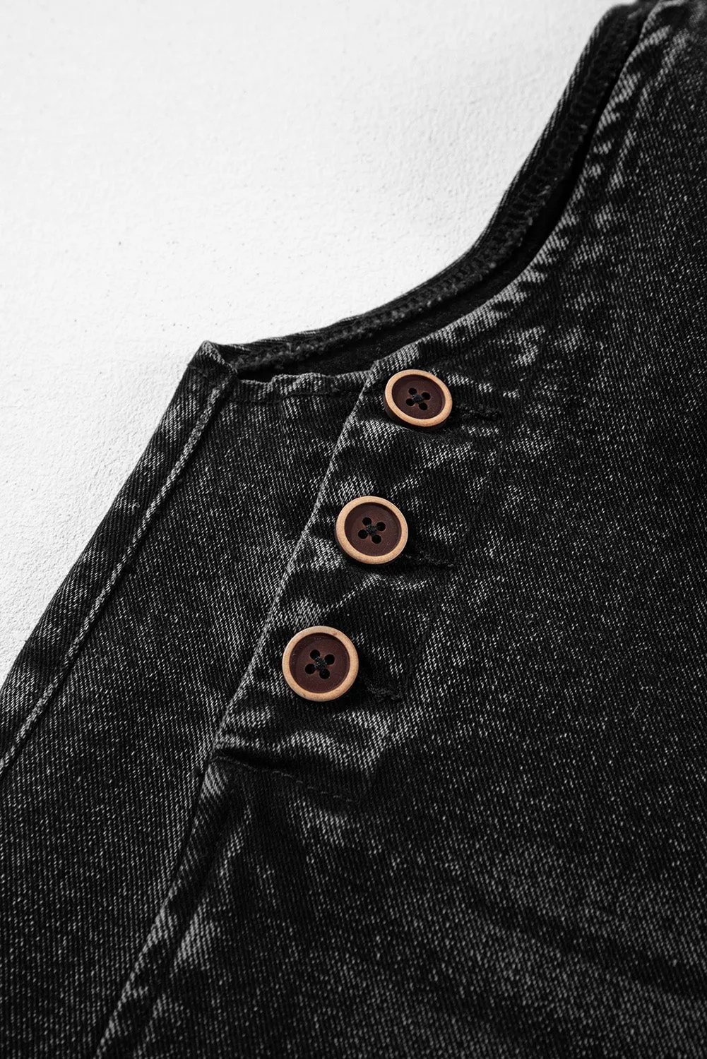 Distressed Wide Leg Denim Overalls