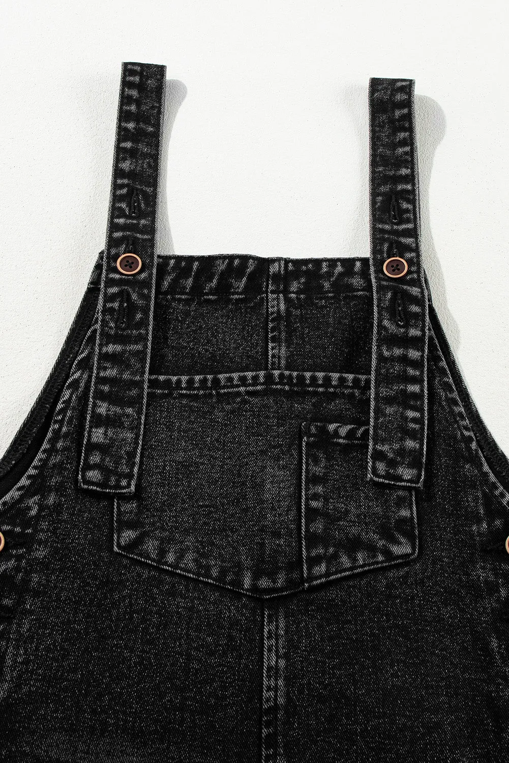 Distressed Wide Leg Denim Overalls