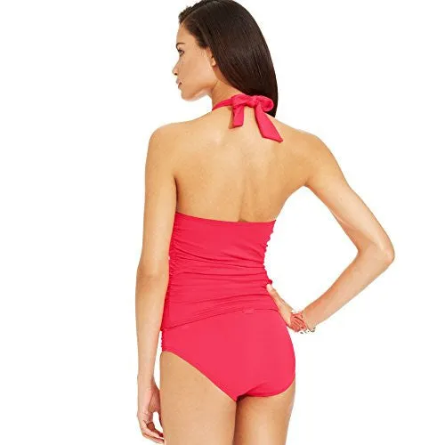 DKNY Swim Womens Coral Halter Swimsuit Tankini Top Size XS