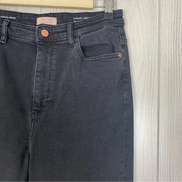 DL 1961 | Black Chrissy Ankle Ultra High Rise Instascript Skinny Jeans Size 29