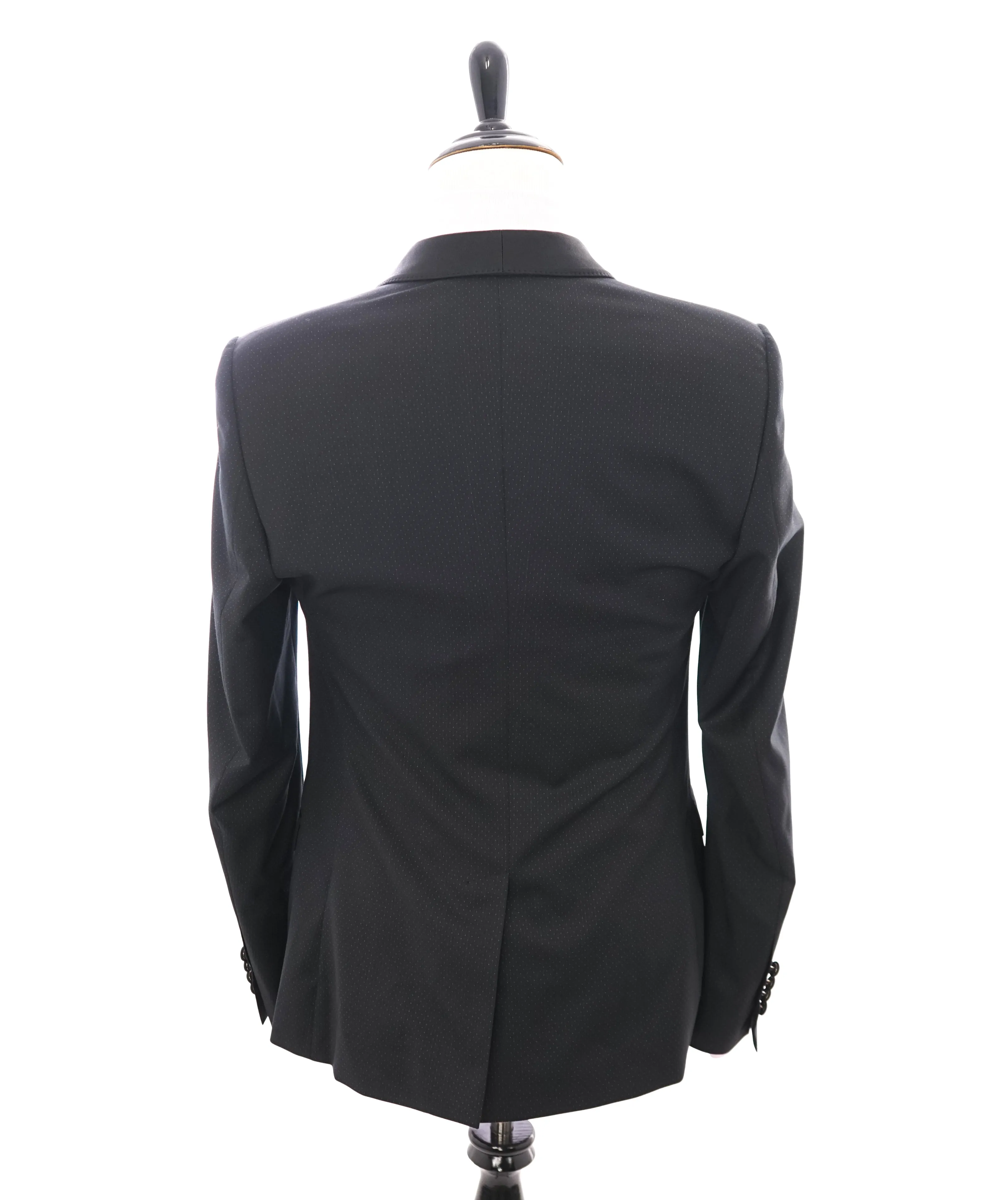 DOLCE & GABBANA - “GOLD” Polka Dot Shawl Collar Slim Black Tuxedo Suit - 42R