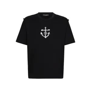 DOLCE & GABBANA MARINA-PRINT T-SHIRT NAVY