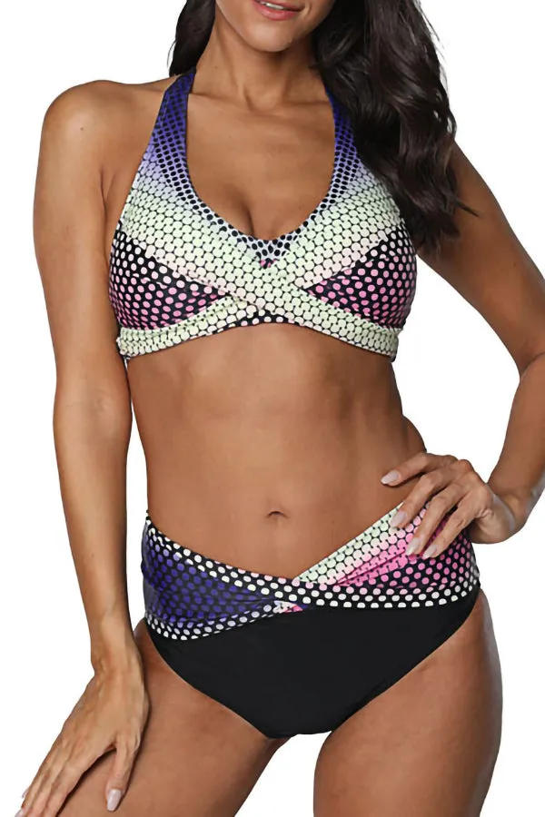 Dot Printed Halter Bikinis