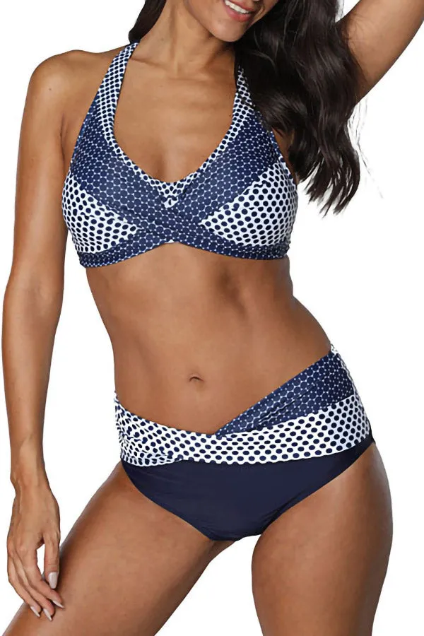 Dot Printed Halter Bikinis