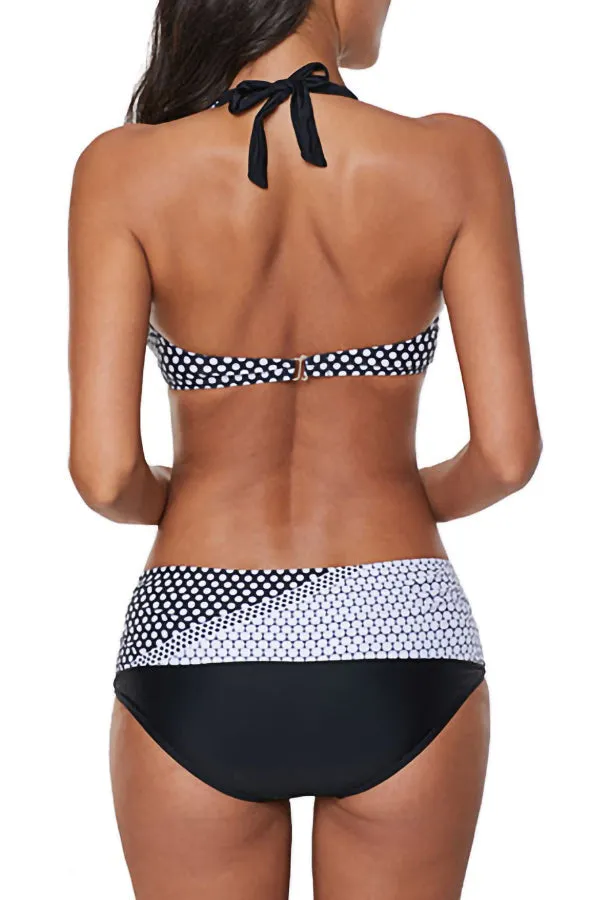 Dot Printed Halter Bikinis