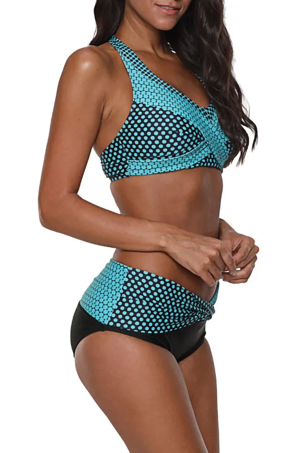 Dot Printed Halter Bikinis