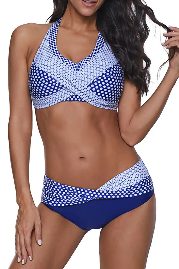 Dot Printed Halter Bikinis