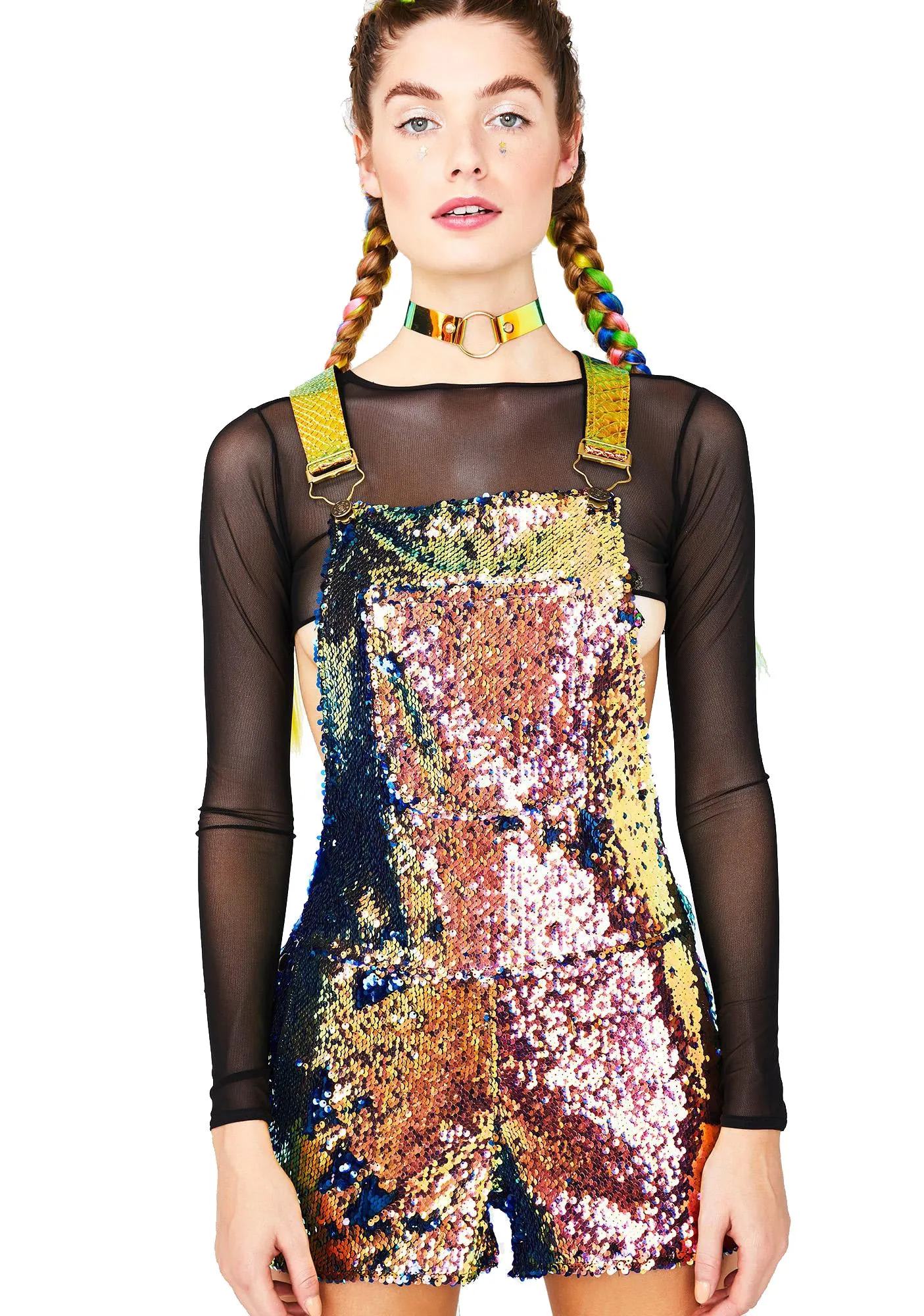 Dragon Embers Short Sequin Overalls