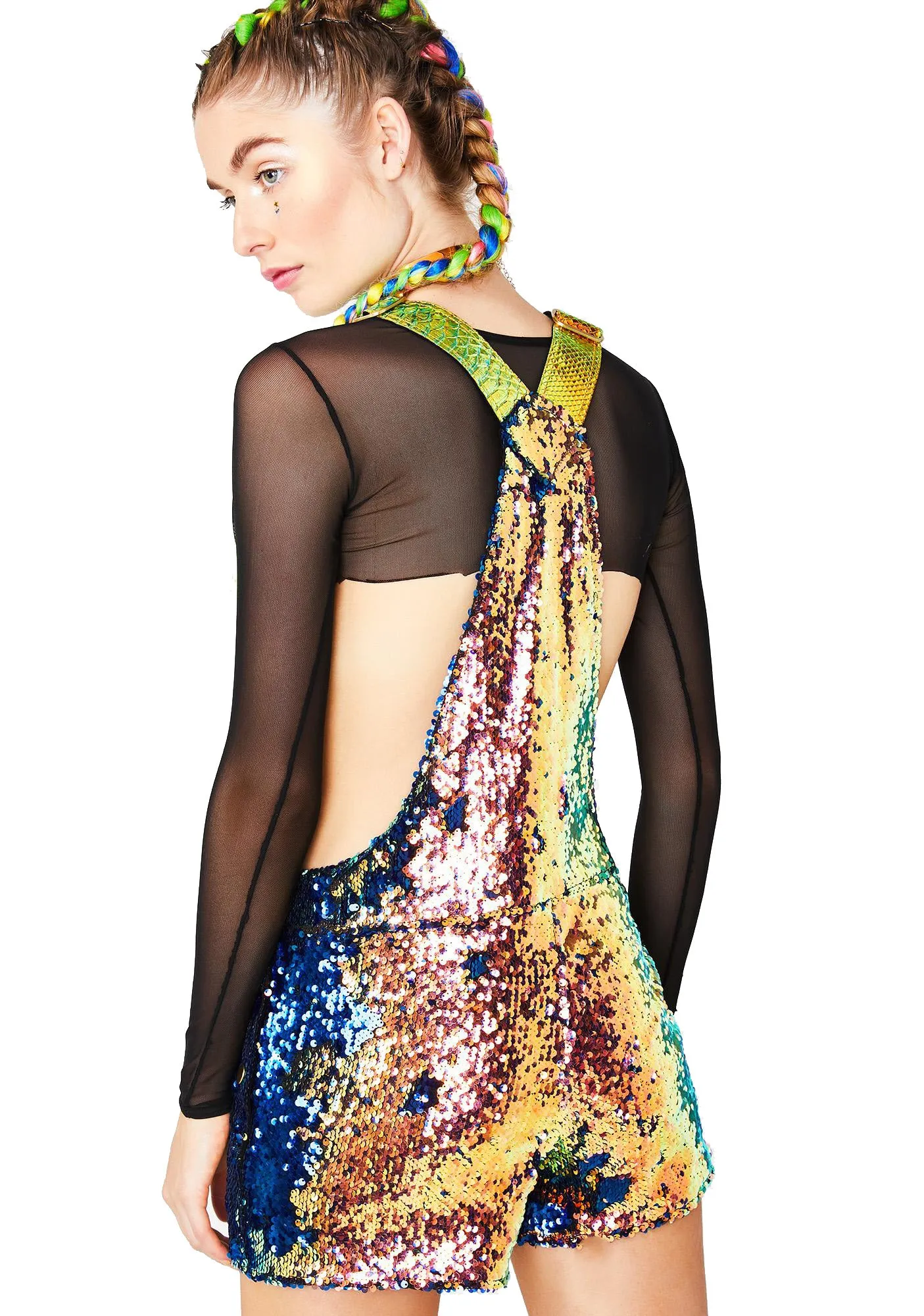 Dragon Embers Short Sequin Overalls