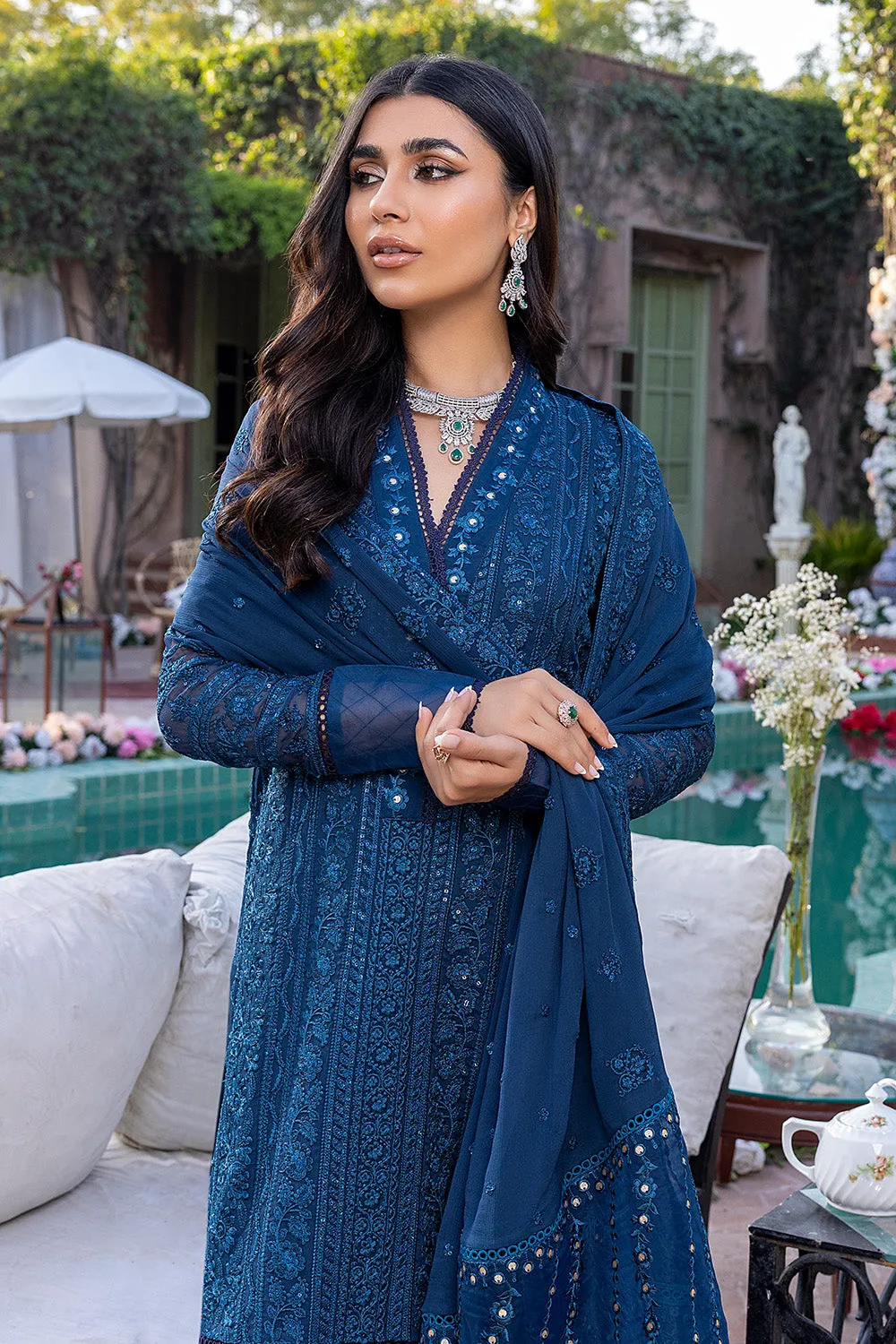 Drizzling Snow | Azure Luxe Embroidered 3pcs Collections 2023