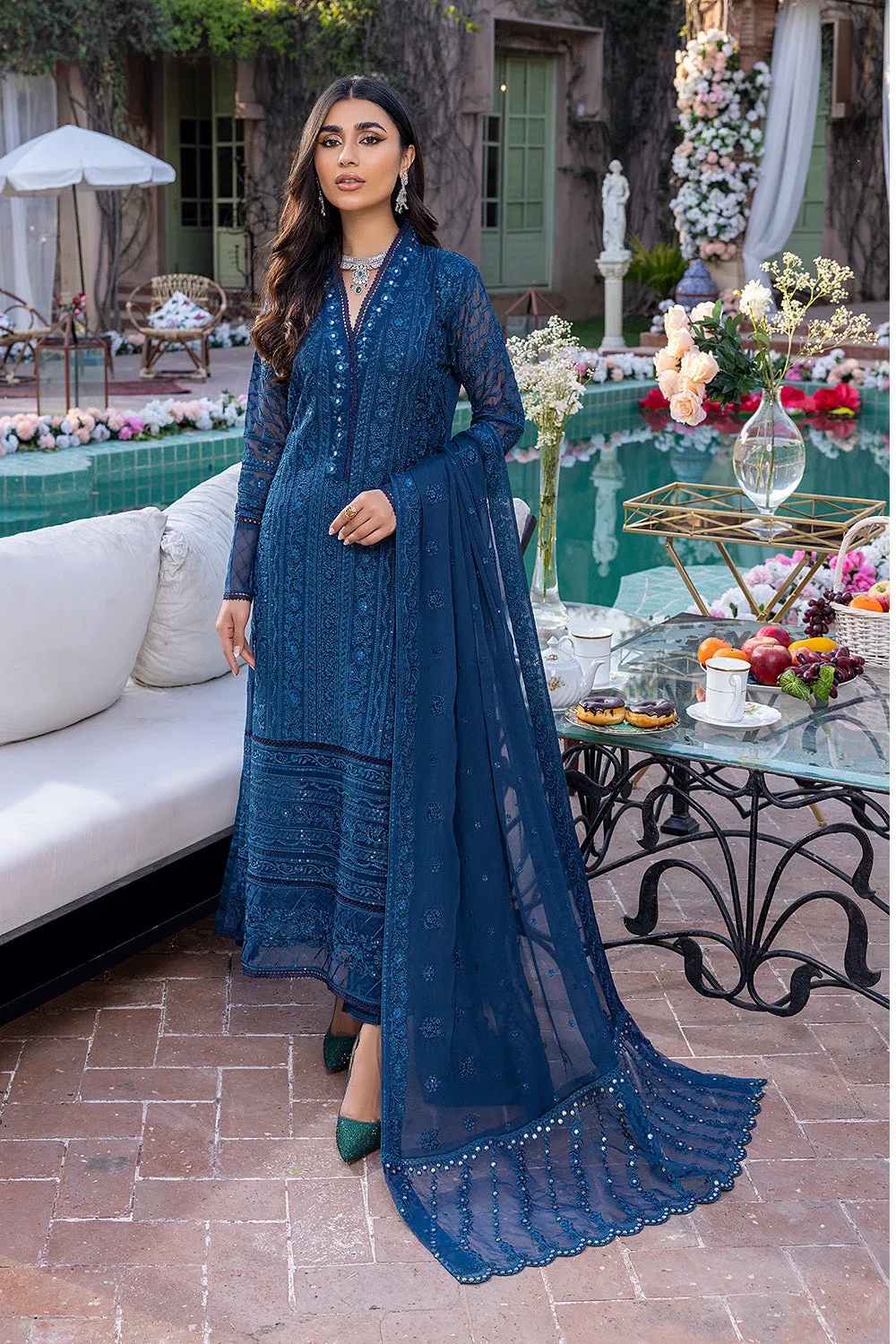 Drizzling Snow | Azure Luxe Embroidered 3pcs Collections 2023