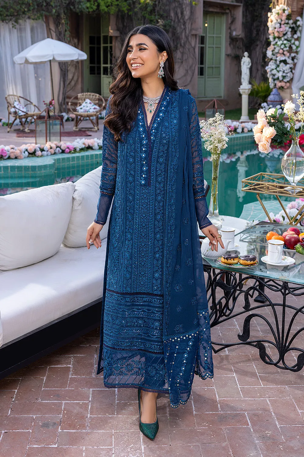 Drizzling Snow | Azure Luxe Embroidered 3pcs Collections 2023