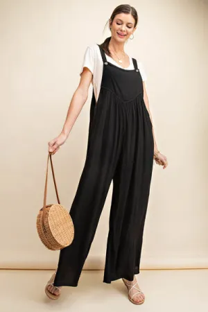 Dru Full Size Sleeveless Ruched Wide Leg Overalls