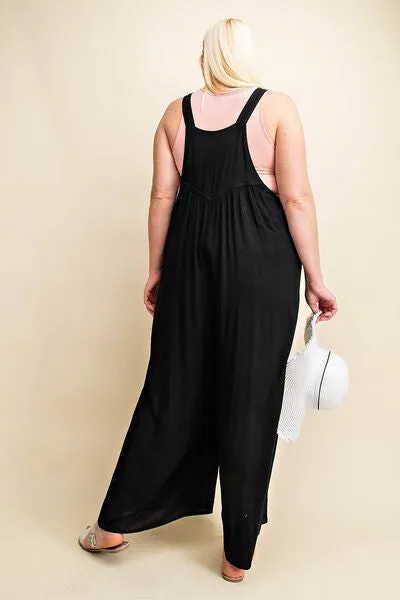 Dru Full Size Sleeveless Ruched Wide Leg Overalls