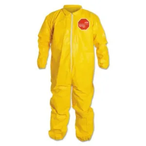 DuPont™ Tychem QC Coveralls with Elastic Wrists and Ankles, 2X-Large, Yellow, QC125S-2XL