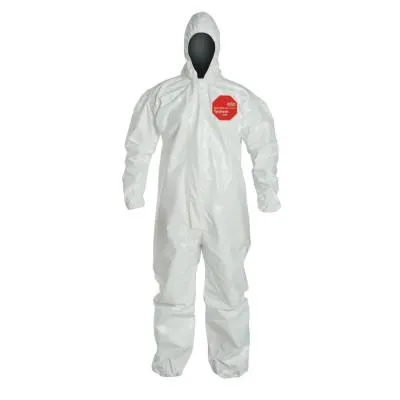 DuPont™ Tychem SL Coveralls with attached Hood, White, 5X-Large, Attached Hood, SL127T-5X