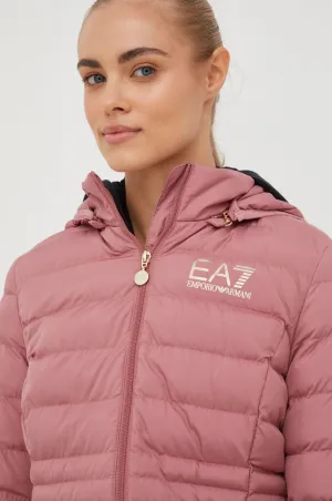 EA7 Ladies Core Lady packable Hooded Puffer Jacket-Rose