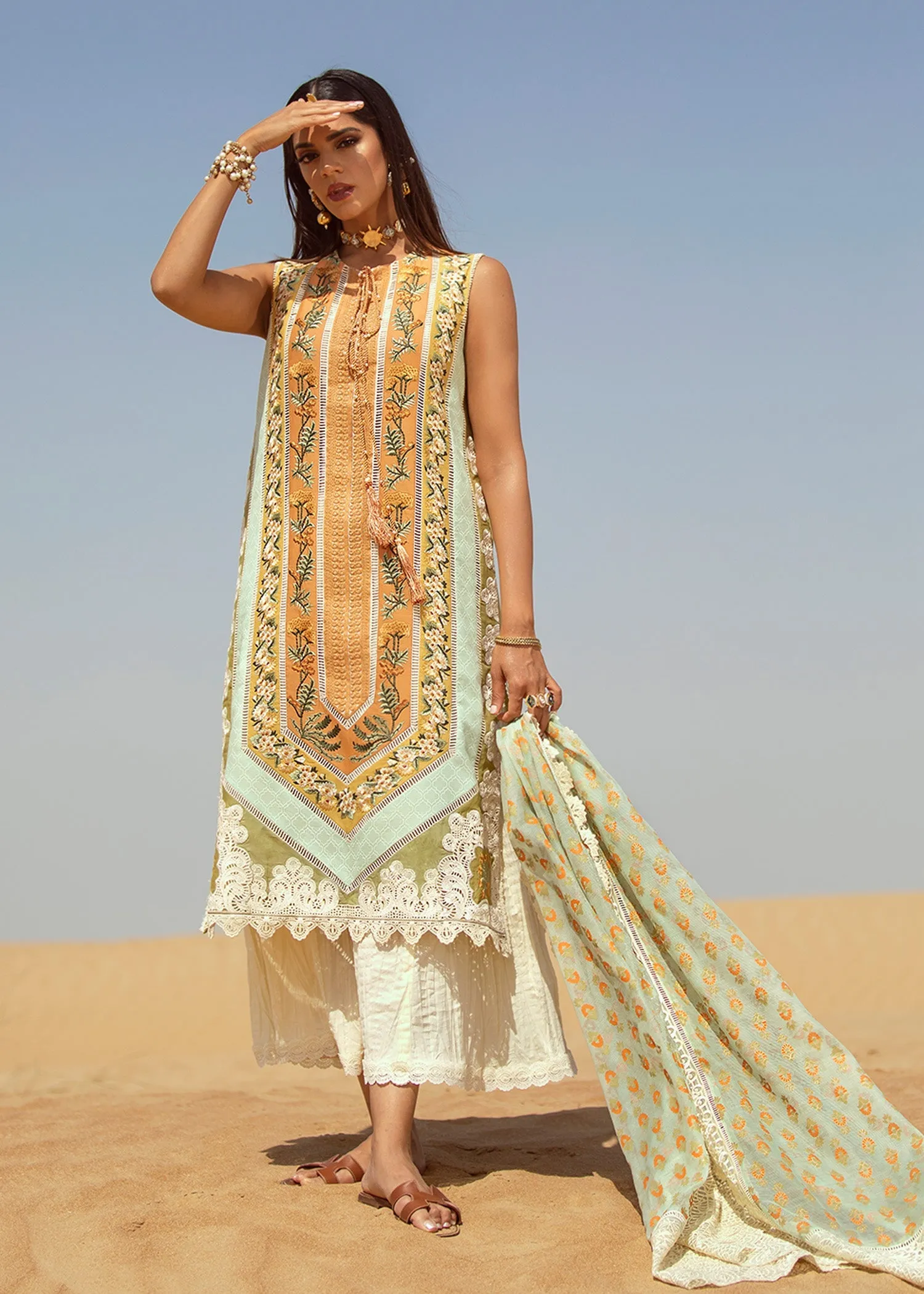 Eclectic Breeze - 4B - Summery Tangerine | Crimson Serendipity Luxury Lawn Collection 2022