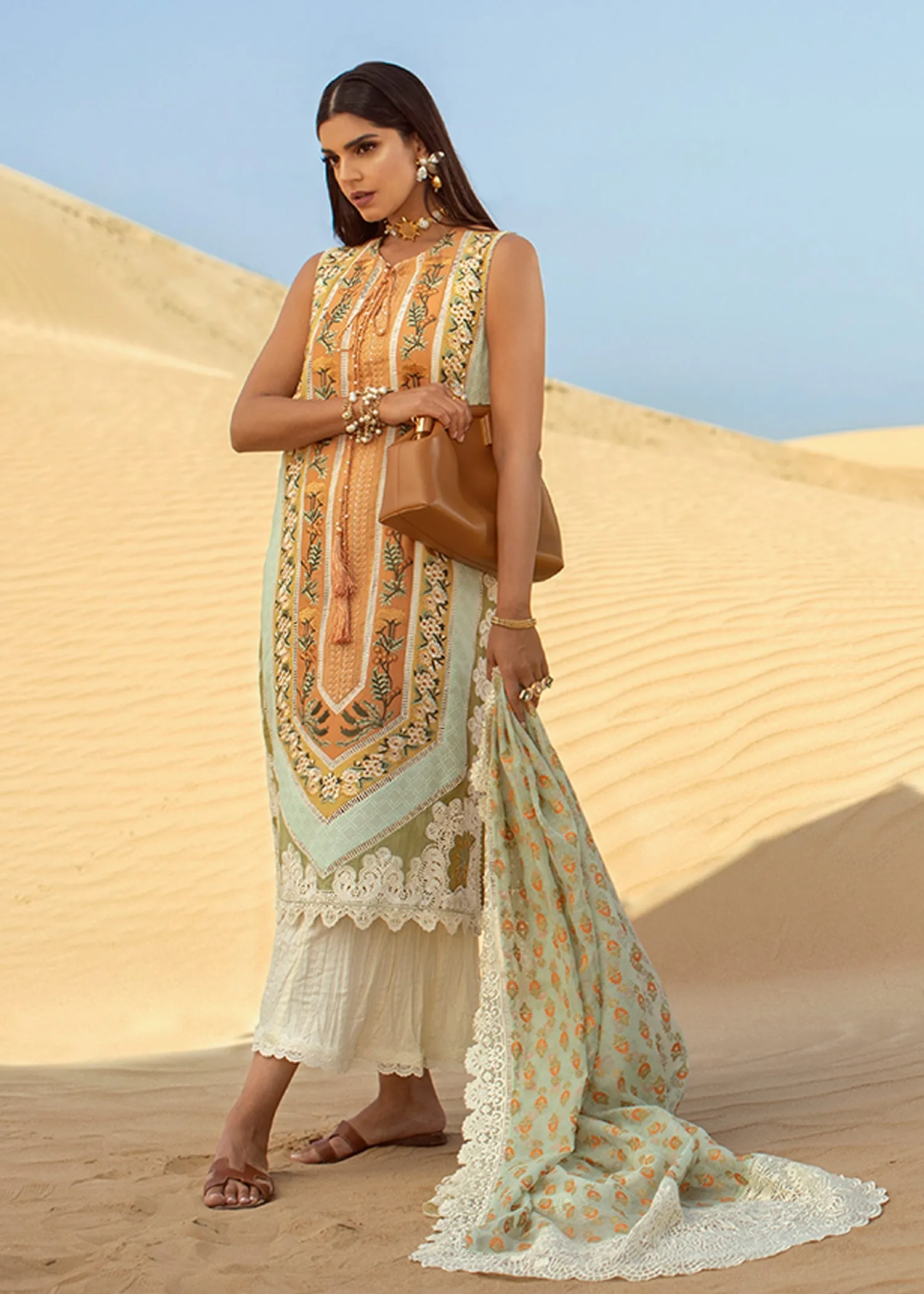 Eclectic Breeze - 4B - Summery Tangerine | Crimson Serendipity Luxury Lawn Collection 2022