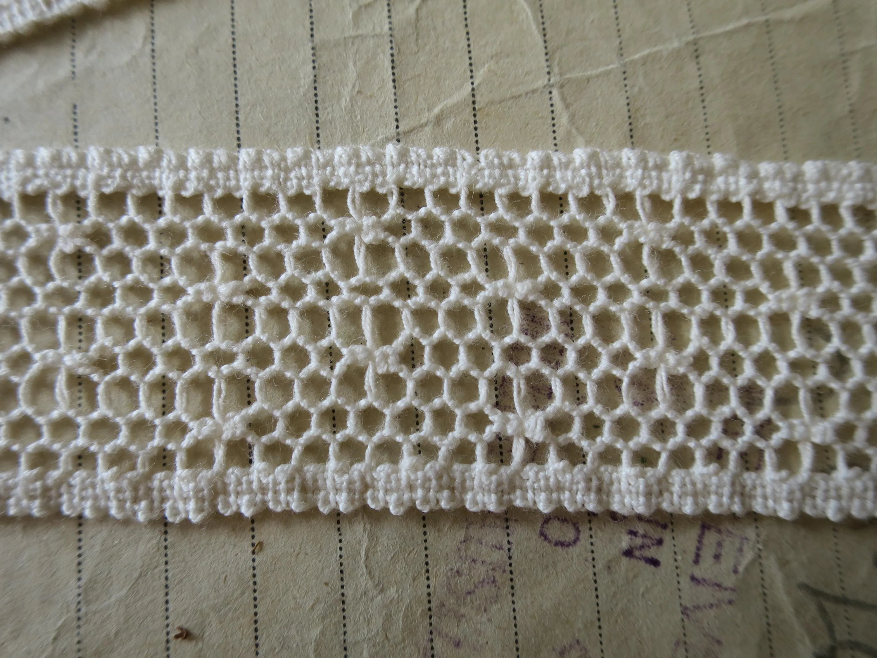 Ecru English Nottingham Cluny Lace- Polka Dot Net- Insertion- 3cm