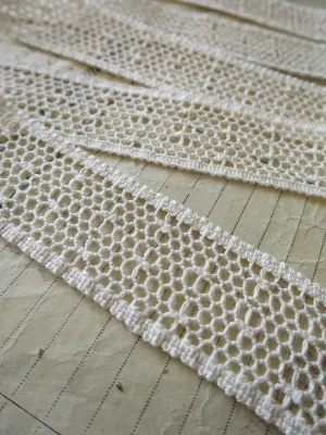 Ecru English Nottingham Cluny Lace- Polka Dot Net- Insertion- 3cm