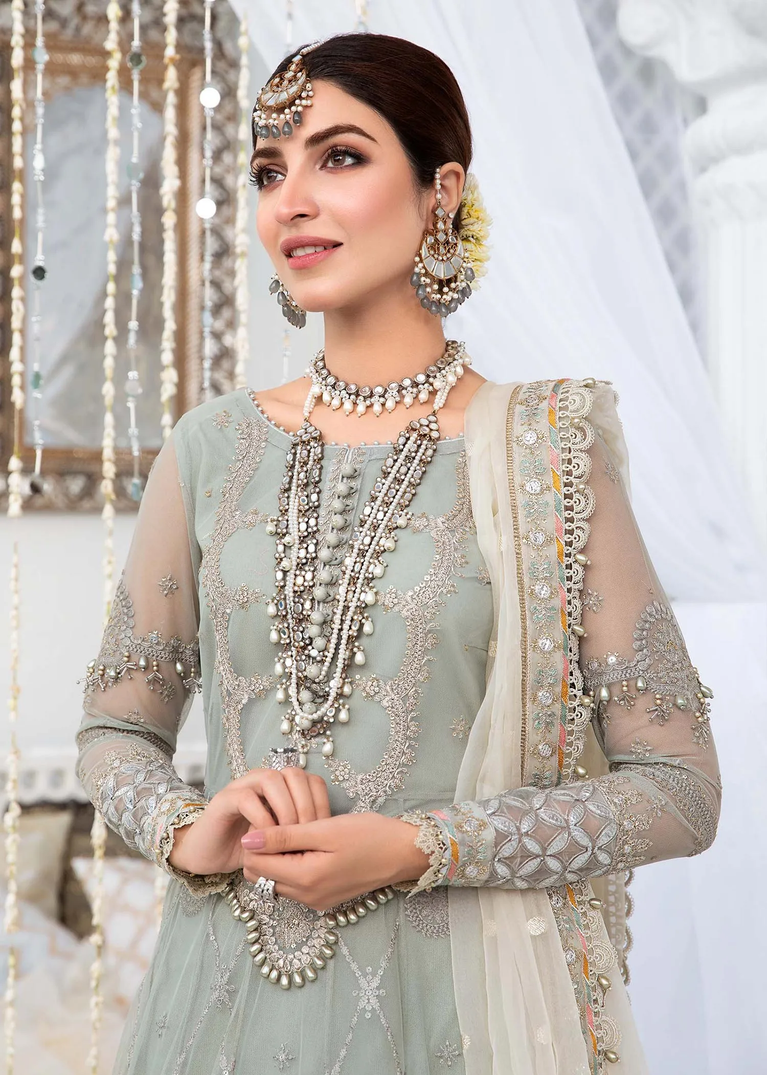 EL-22-03-Pista Green | Maria.B. Lawn Eid Collection 2022 | Unstitched Embroidered Lawn Suit