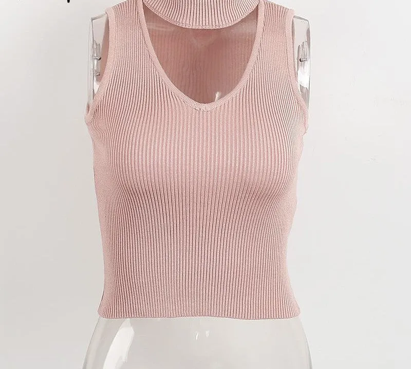 Elegant halter v neck knitted jumper sleeveless wine red party tank top vintage gray crop top