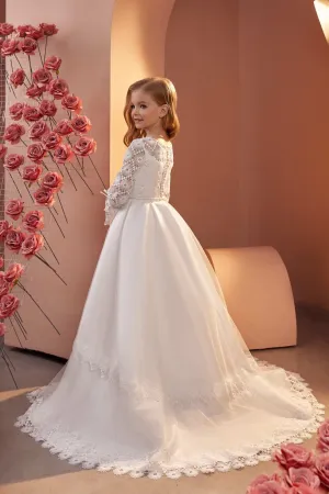 Elegant Pearl-Embroidered Dress with Lace Details
