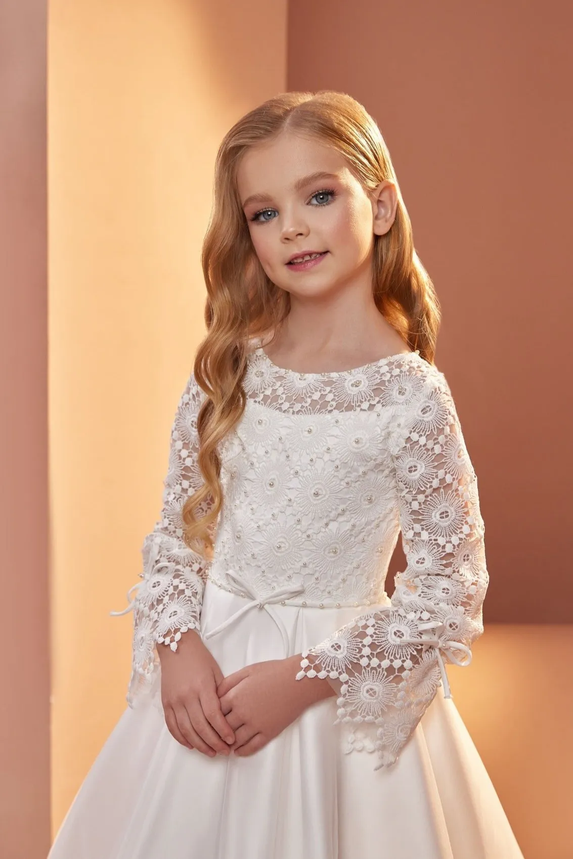 Elegant Pearl-Embroidered Dress with Lace Details