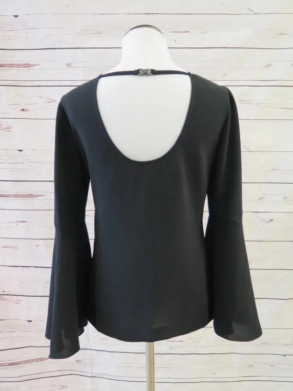 Elizabeth & James Women's Top: Black Polyester Size 2, Pre-owned