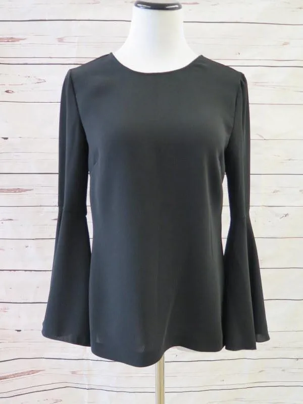 Elizabeth & James Women's Top: Black Polyester Size 2, Pre-owned