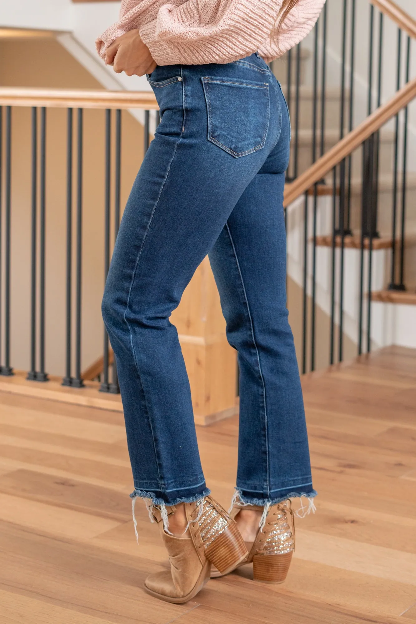 Elsie High Rise Criss Cross Button Down Straight