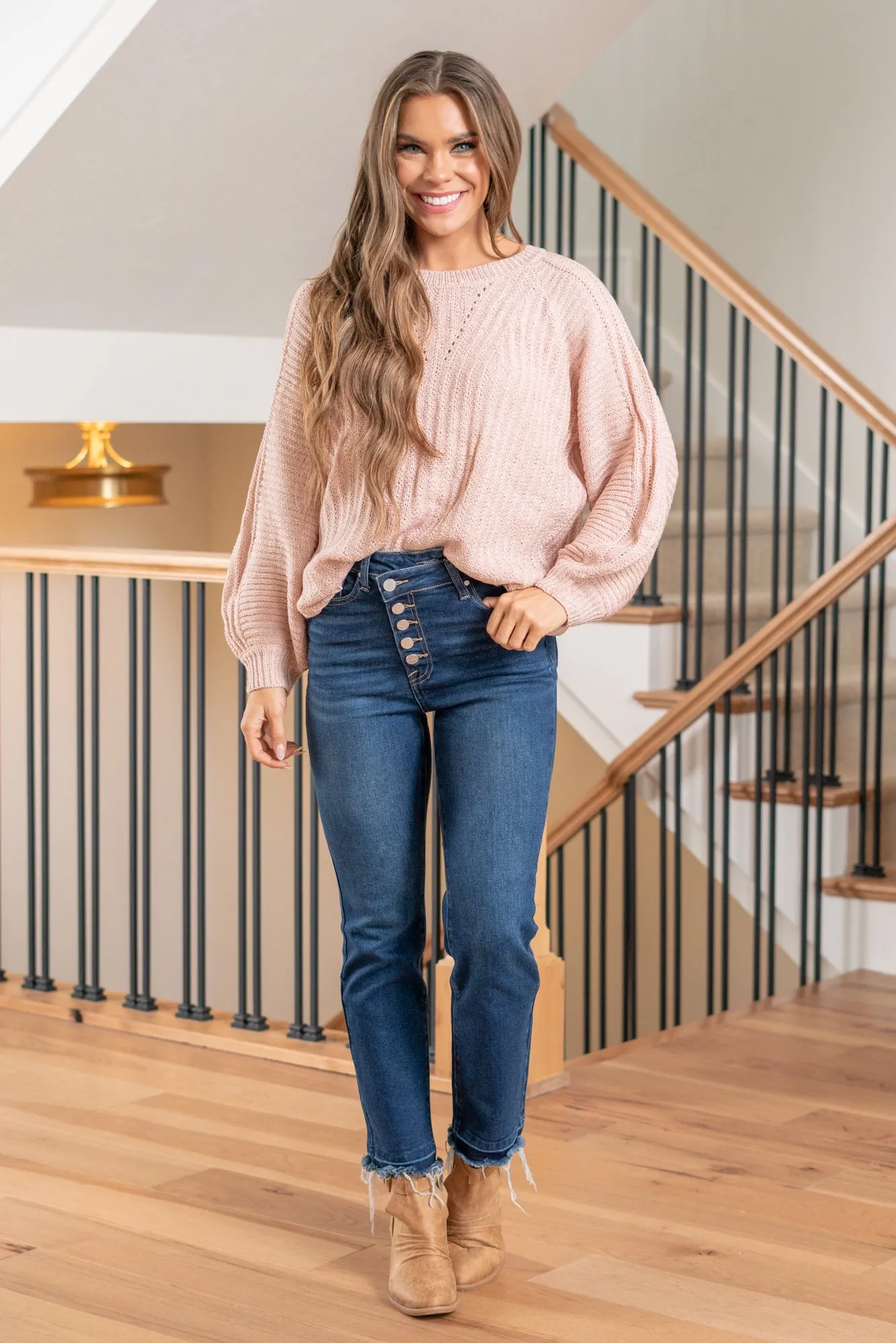 Elsie High Rise Criss Cross Button Down Straight