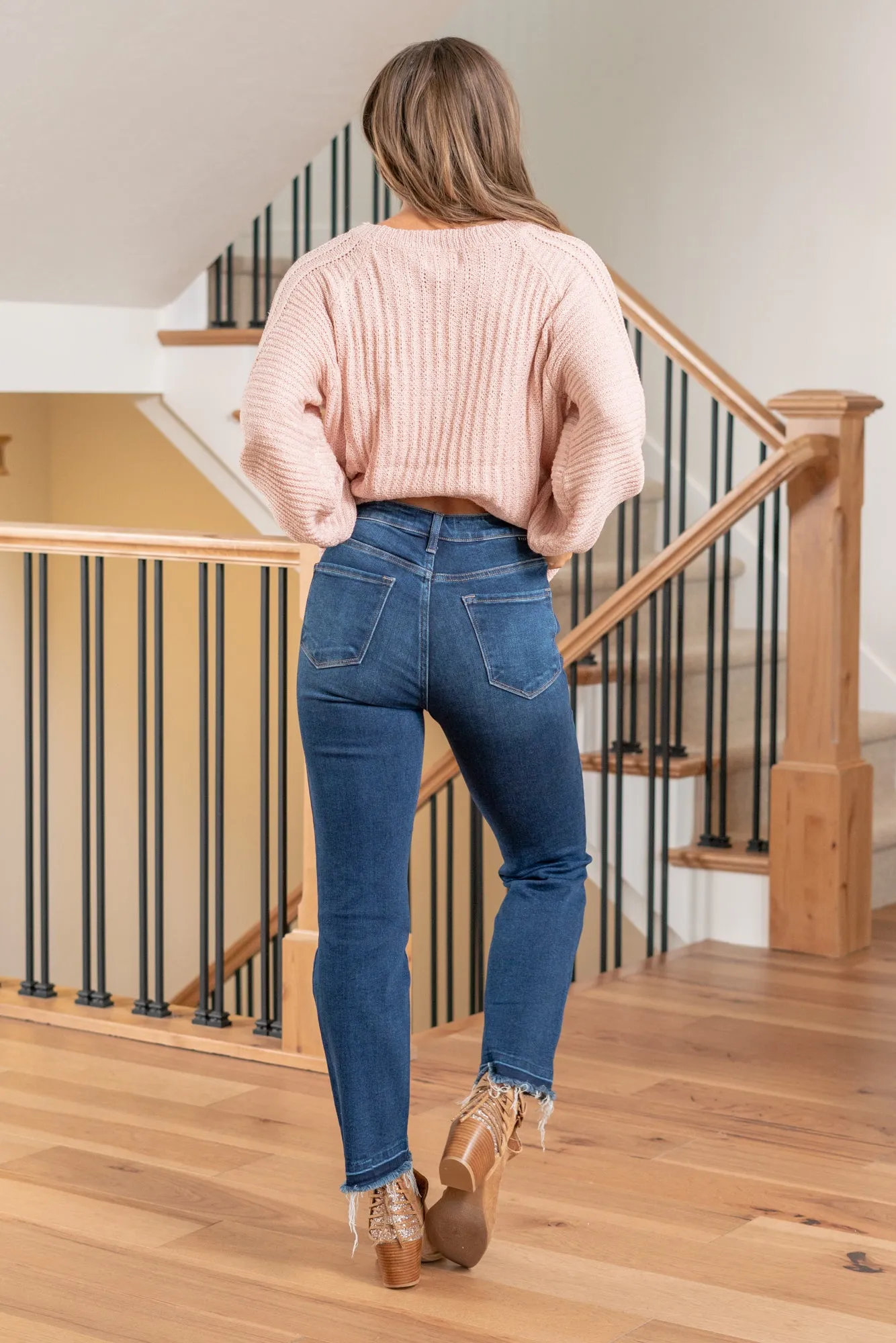 Elsie High Rise Criss Cross Button Down Straight