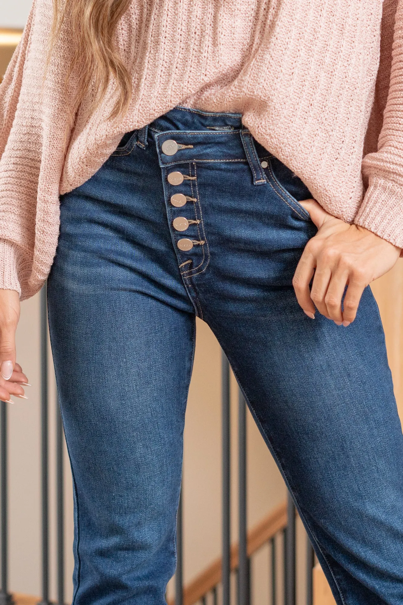 Elsie High Rise Criss Cross Button Down Straight