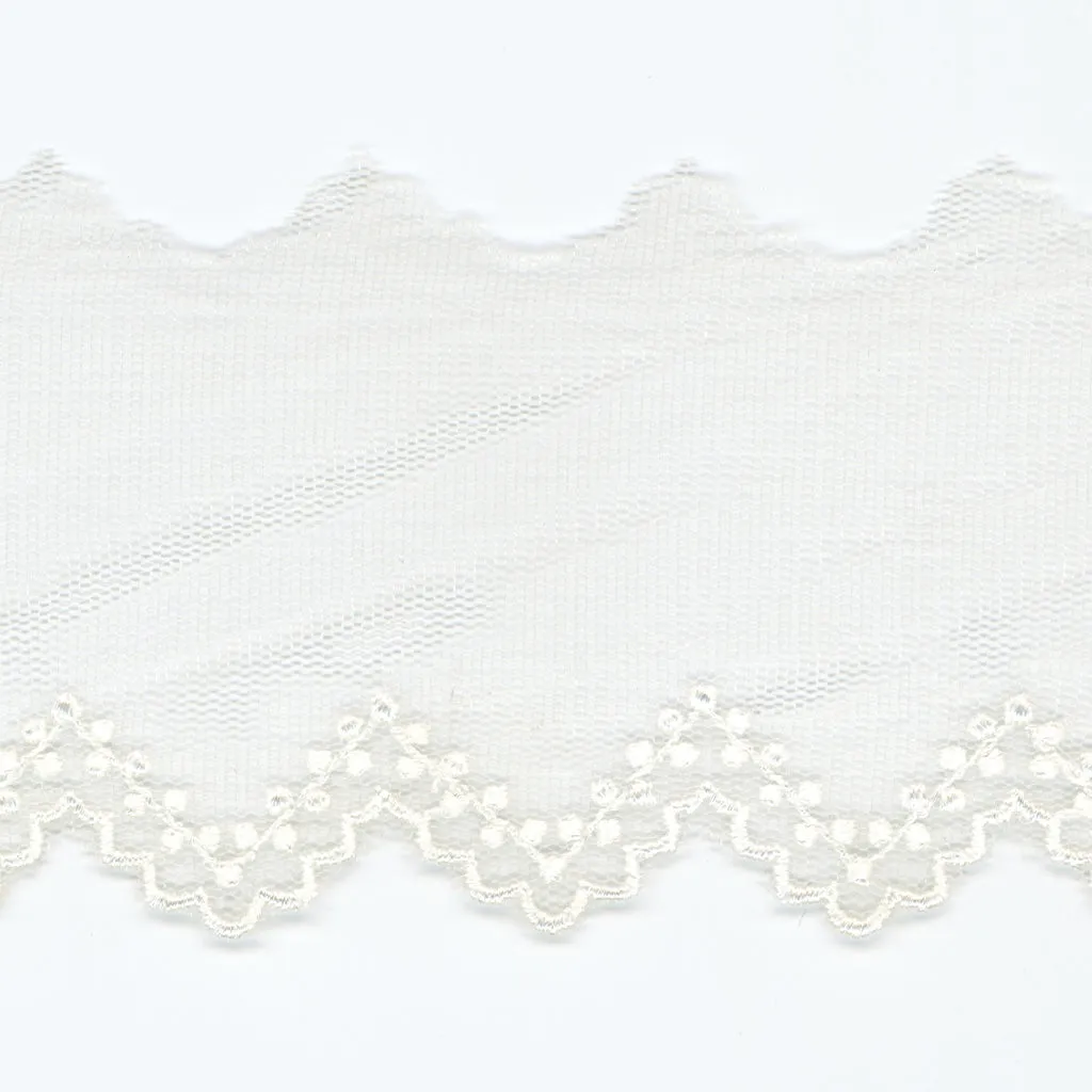 Embroidered Tulle Lace #01 White