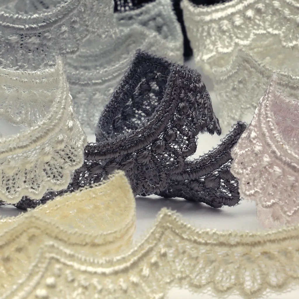 Embroidered Tulle Lace #01 White