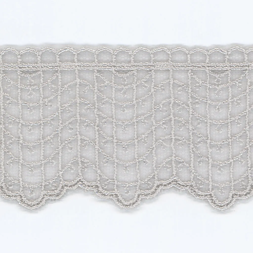 Embroidered Tulle Lace #100 Pale Silver