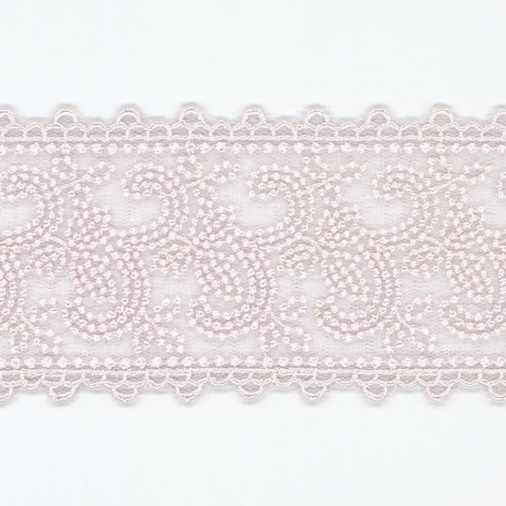 Embroidered Tulle Lace #146 White Purple