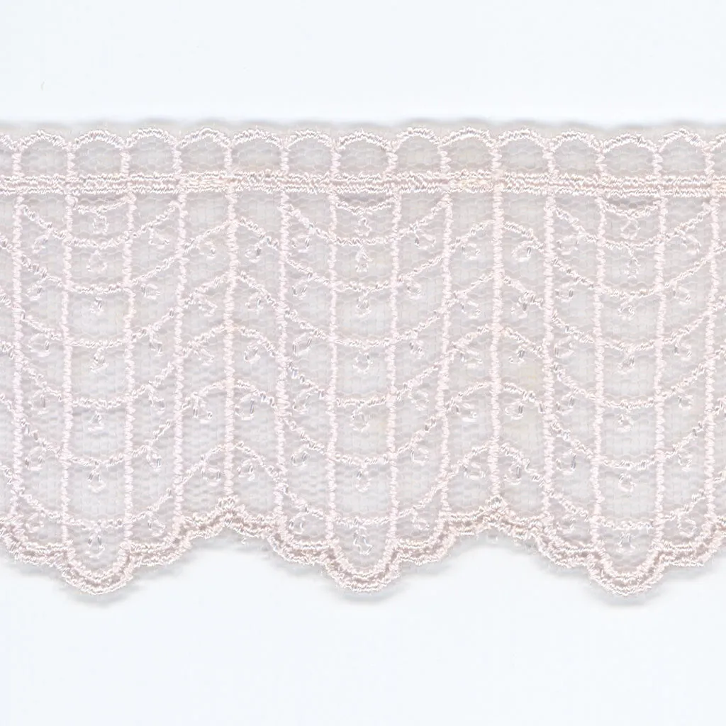Embroidered Tulle Lace #146 White Purple