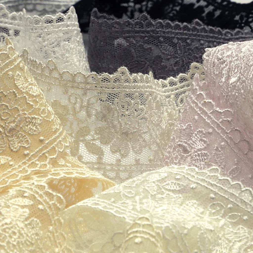 Embroidered Tulle Lace #158 Milk