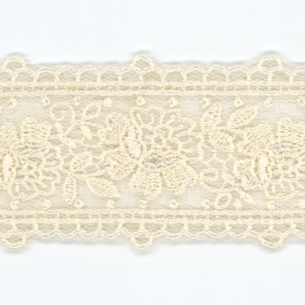 Embroidered Tulle Lace #158 Milk