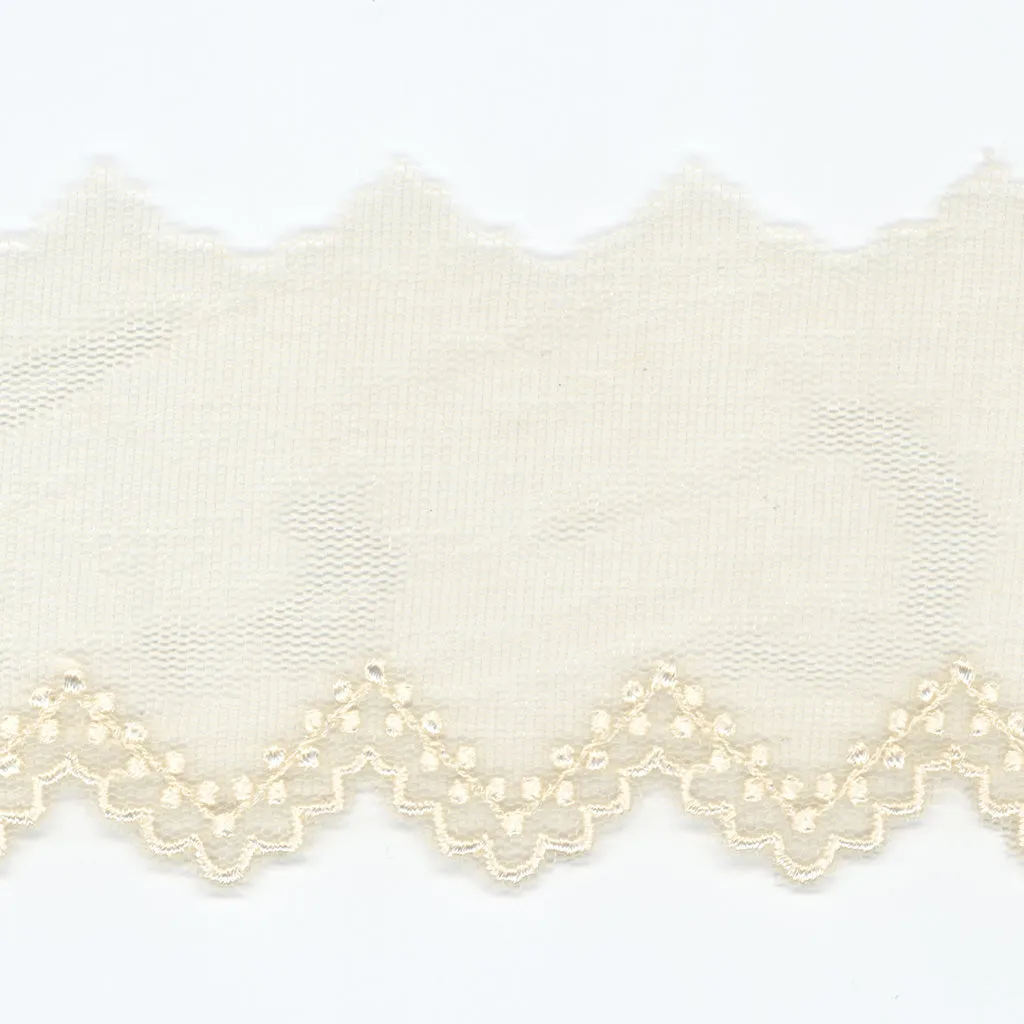 Embroidered Tulle Lace #158 Milk