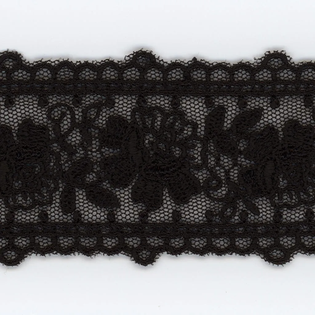 Embroidered Tulle Lace #50 Black