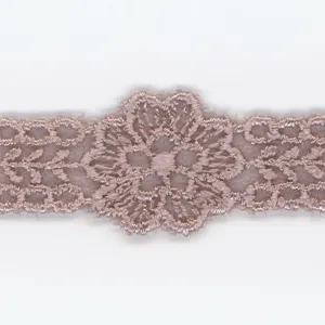 Embroidered Tulle Lace #61 Azuki