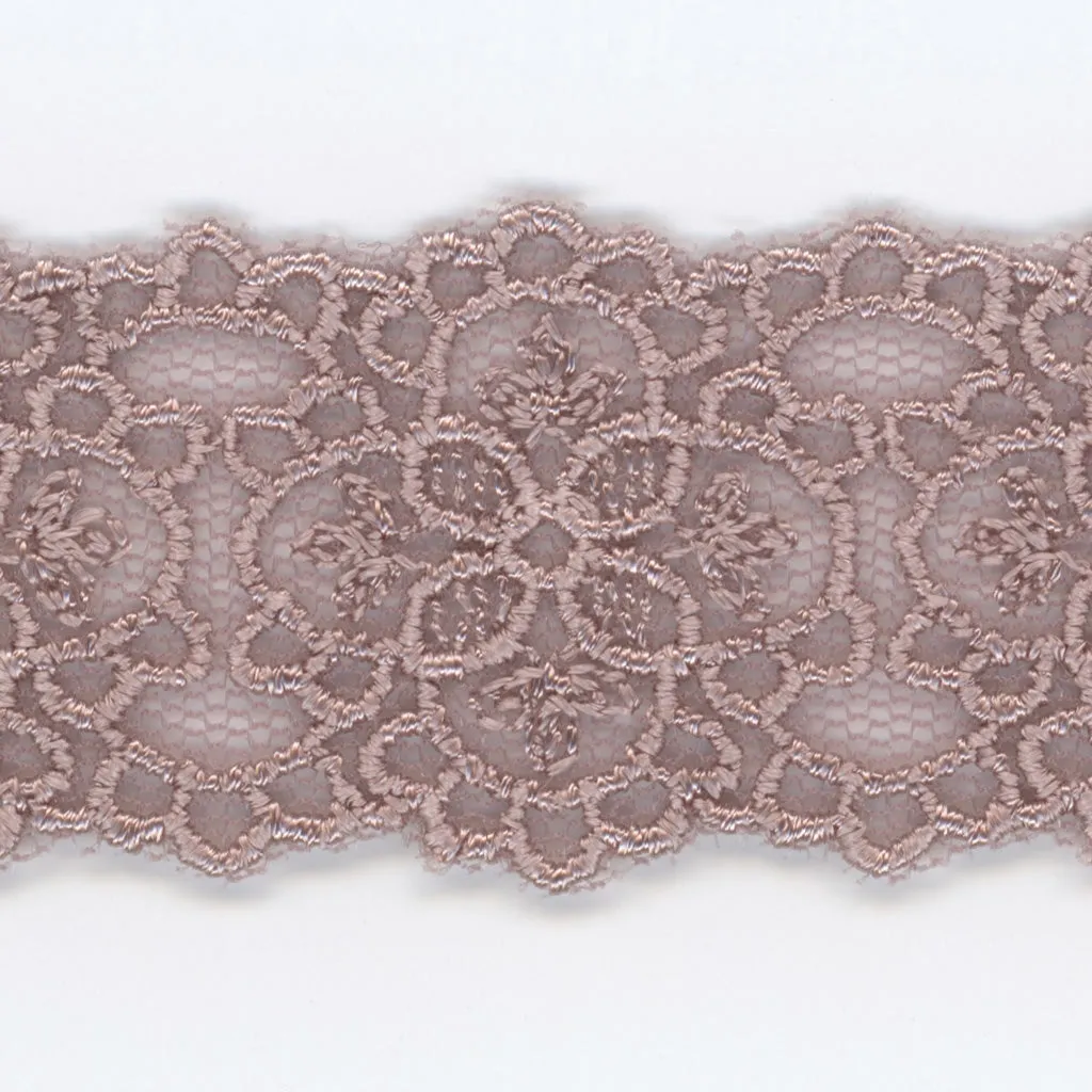 Embroidered Tulle Lace #61 Azuki