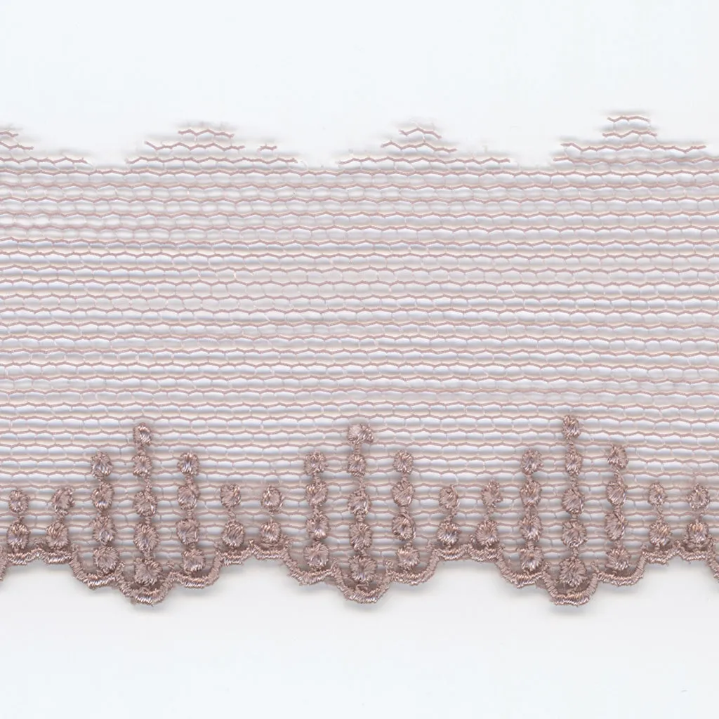 Embroidered Tulle Lace #61 Azuki