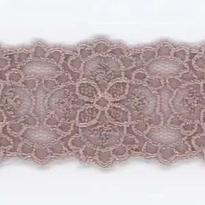 Embroidered Tulle Lace #61 Azuki